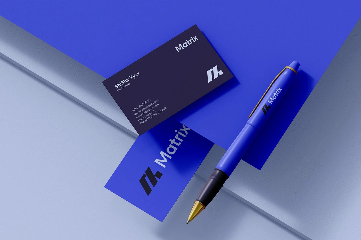 Matrix brand mockups — office and corporate materials