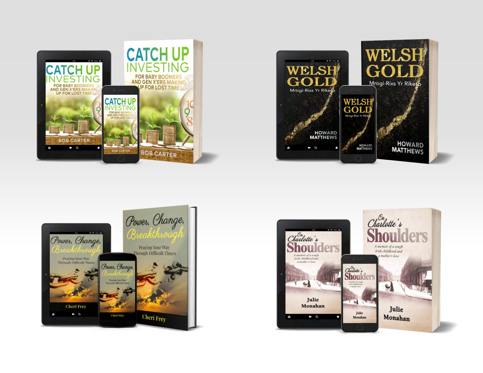 Book cover and ebook publishing mockups