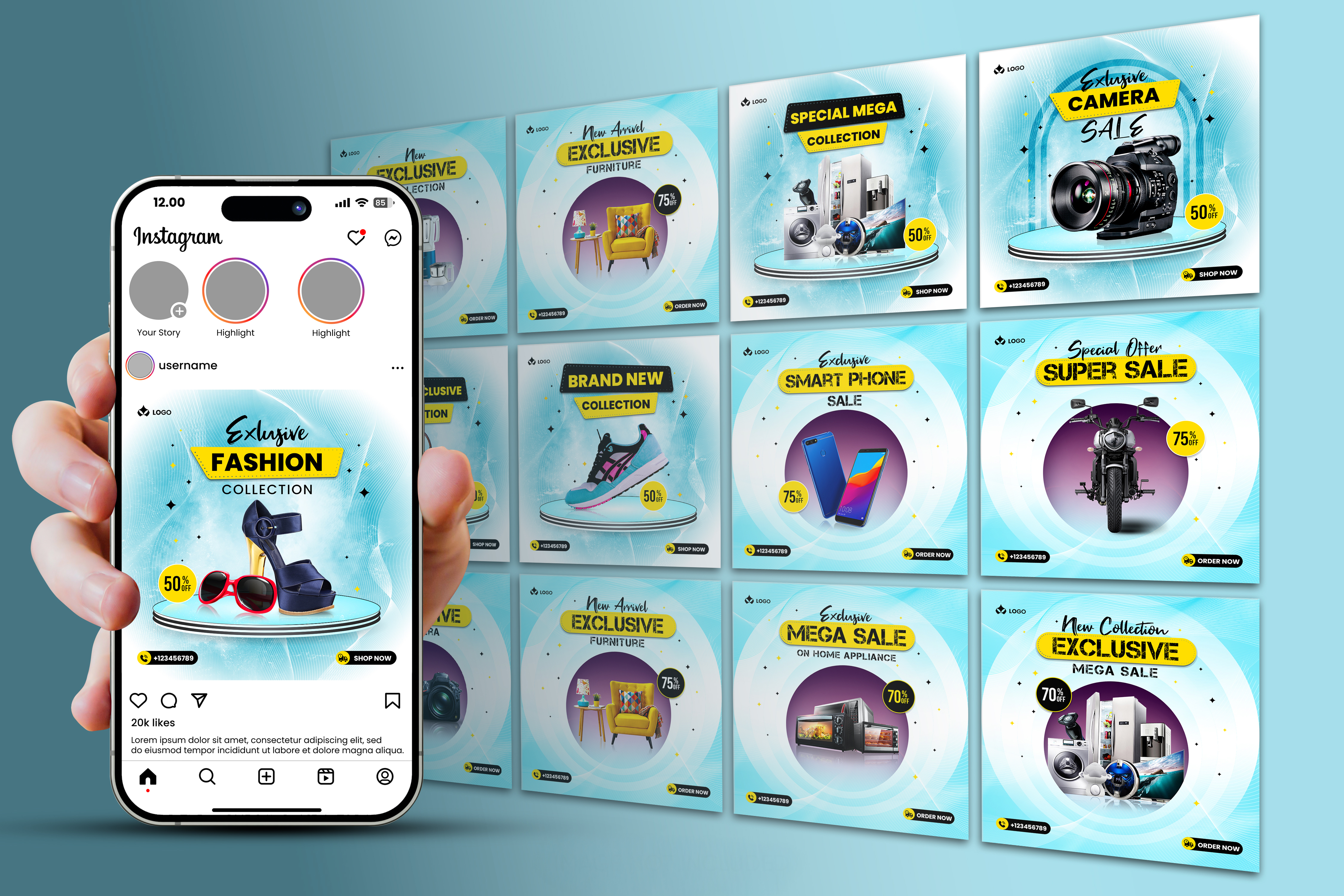 Phone mockup social media campaign