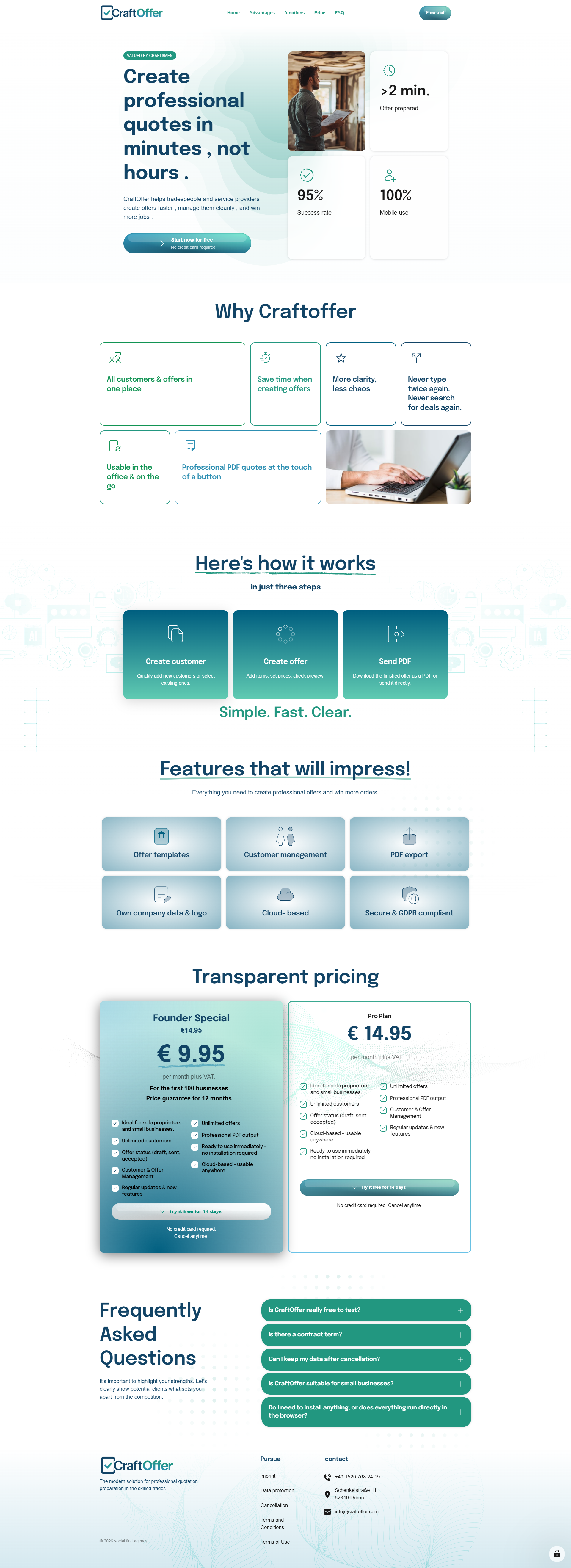 CraftOffer full landing page design